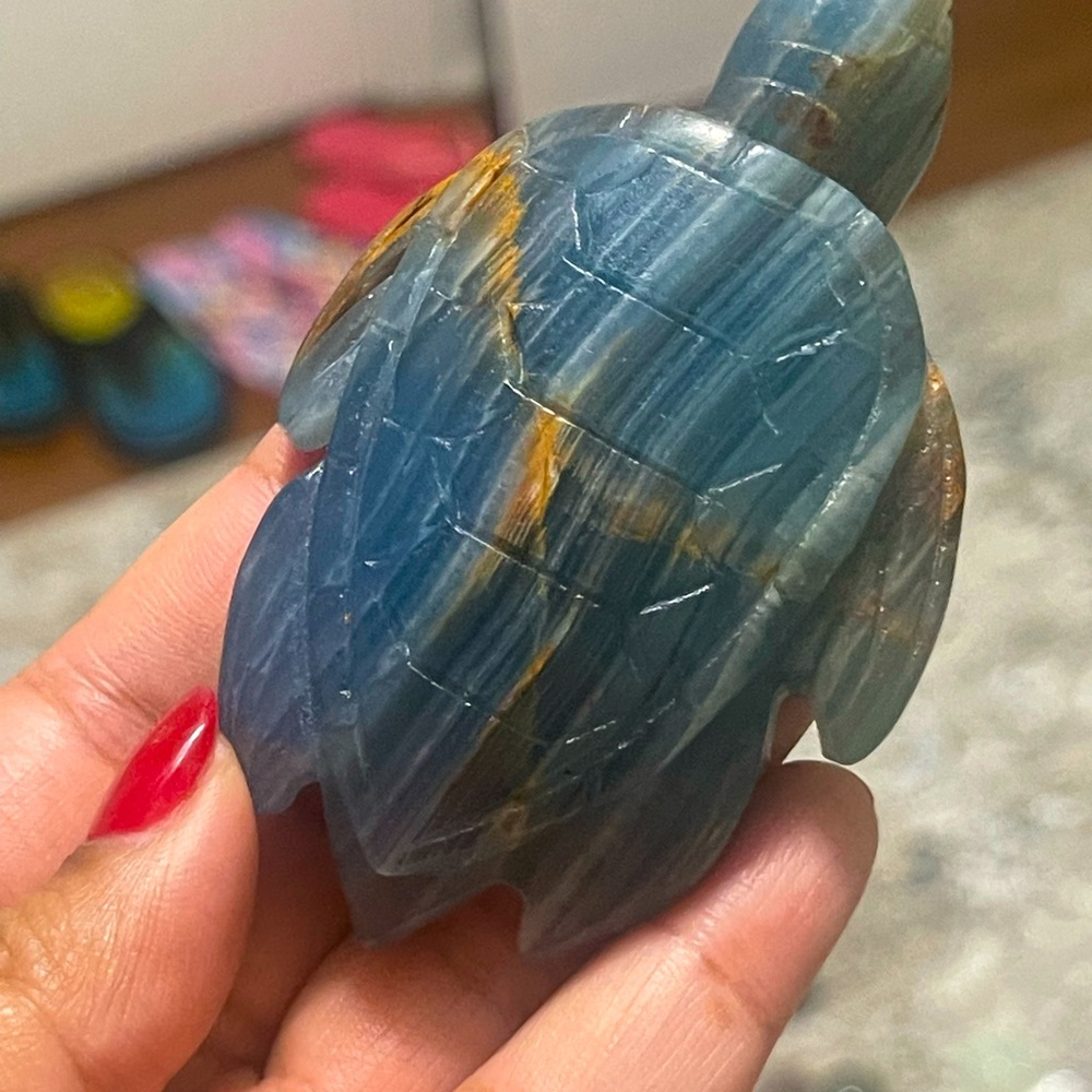 Blue Onyx Crystal Turtle Carving -SOLD